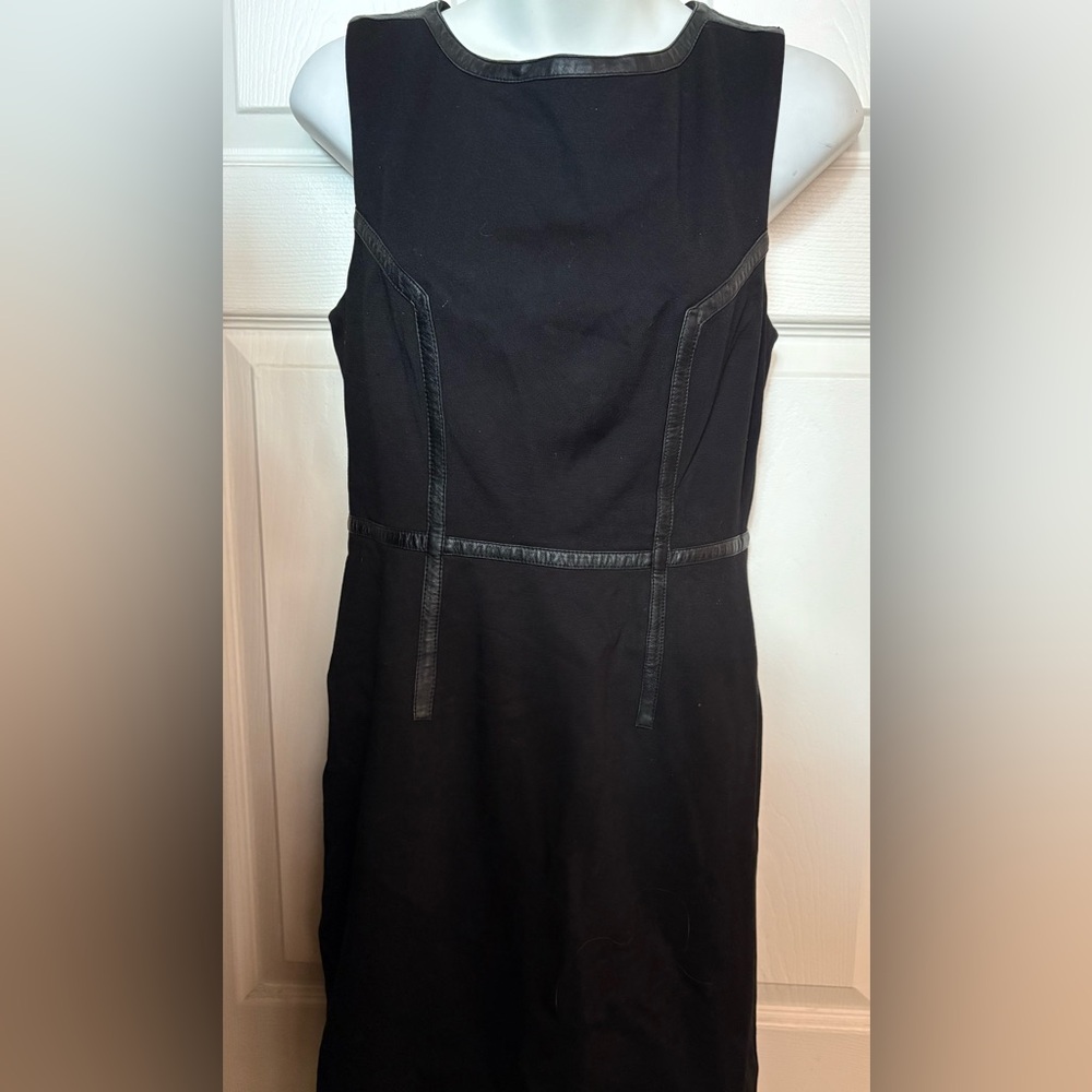 Trina Turk Black Dress with Leather Trim size 4